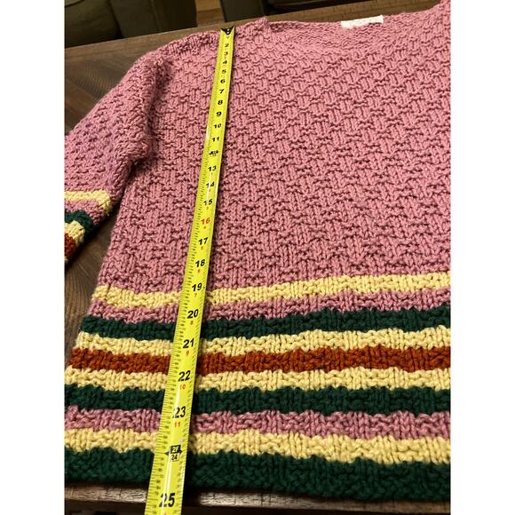 Handmade Crochet Sweater by Micky Roberts Pink Multicolor Striped Women’s Large - Picture 5 of 6